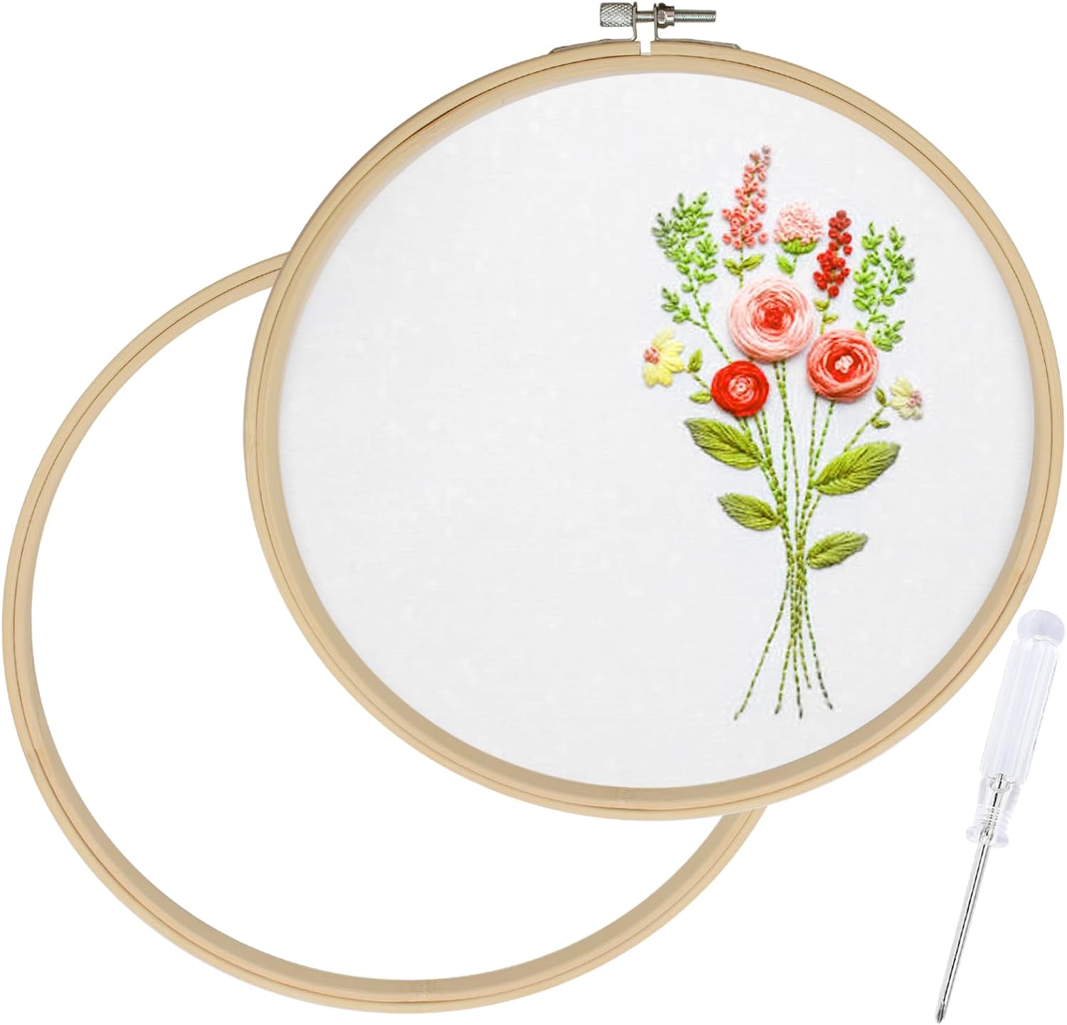 Biaungdo 2 Pieces 10 Inch Embroidery Hoops, Round Wood Embroidery Hoops, Adjustable Bamboo Circle Cross Stitch Hoop Ring, Wooden Embroidery Frames for Art Craft Sewing, Christmas Decoration - Image 7