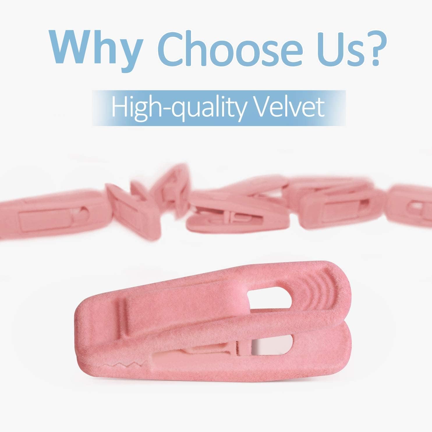 Brush Pink Velvet Hangers Clips 20 PCS, Premium Velvet Clips for Thin Velvet Hanger, Non Slip Strong Finger Clips Perfect for Suit Skirt Pant Clothes Velvet Hangers - Image 3