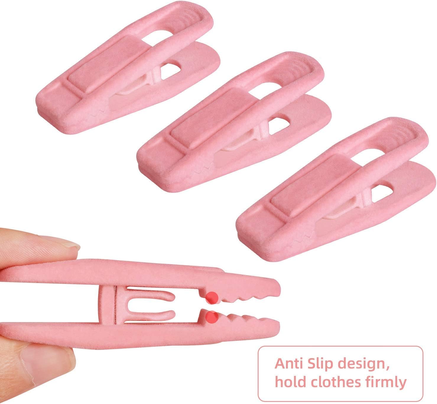 Brush Pink Velvet Hangers Clips 20 PCS, Premium Velvet Clips for Thin Velvet Hanger, Non Slip Strong Finger Clips Perfect for Suit Skirt Pant Clothes Velvet Hangers - Image 4