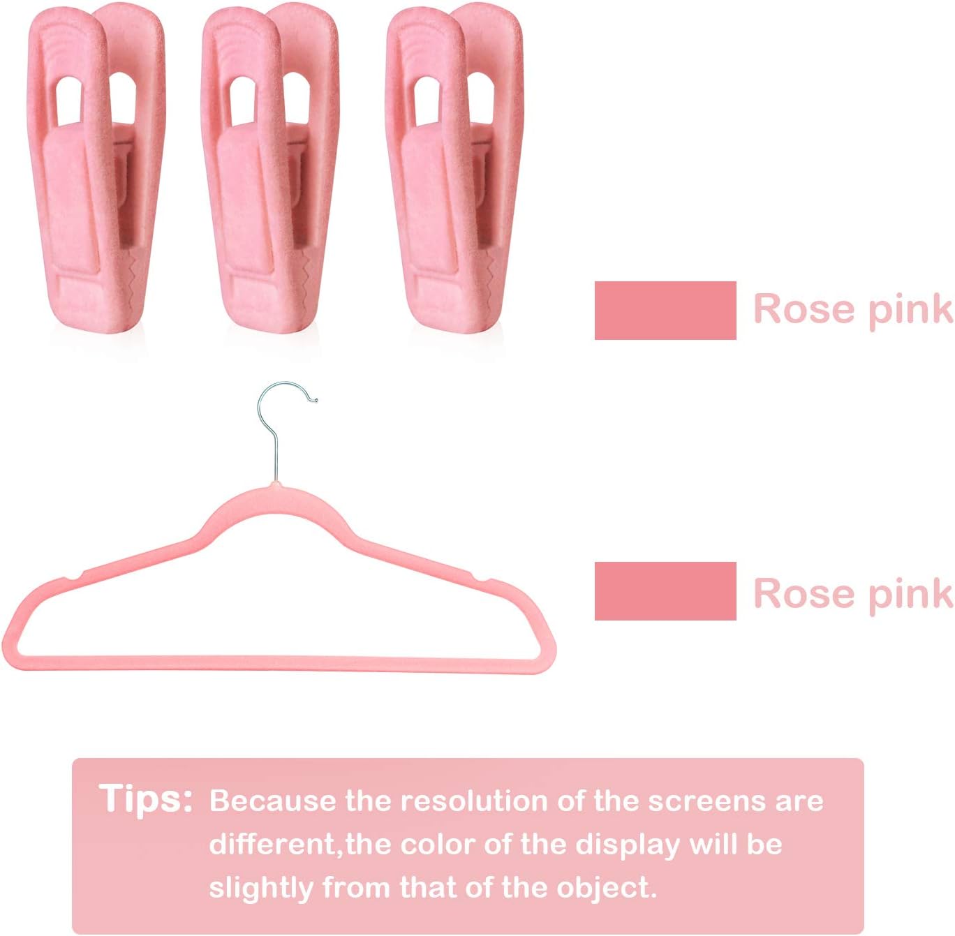 Brush Pink Velvet Hangers Clips 20 PCS, Premium Velvet Clips for Thin Velvet Hanger, Non Slip Strong Finger Clips Perfect for Suit Skirt Pant Clothes Velvet Hangers - Image 6