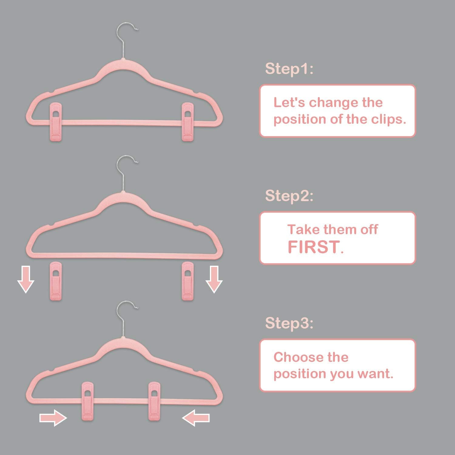 Brush Pink Velvet Hangers Clips 20 PCS, Premium Velvet Clips for Thin Velvet Hanger, Non Slip Strong Finger Clips Perfect for Suit Skirt Pant Clothes Velvet Hangers - Image 7