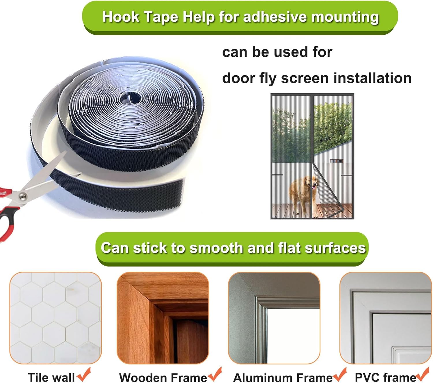 Stronger Adhesive Tape Hook Tape Self-Adhesive, Width 2cm, Length 600cm, Black, for Magnetic Screen Door Mesh Window Curtains - Image 4