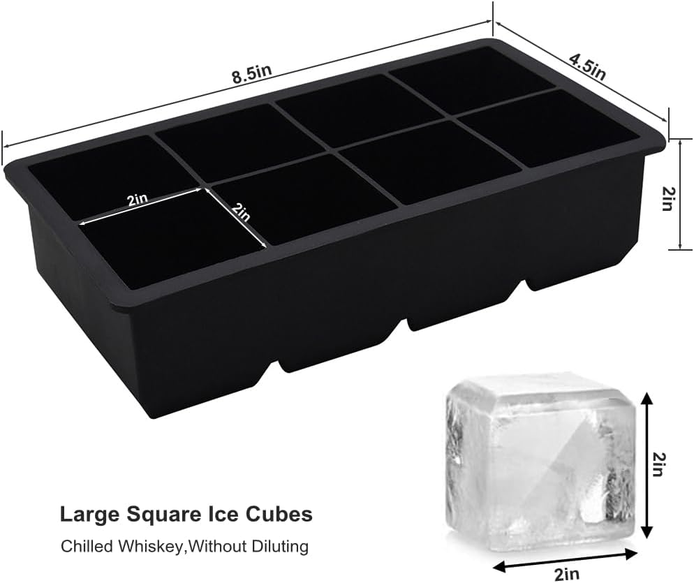 Bangp Large Ice Cube Tray for Whiskey,2 Pack Stackable Big Ice Cube Molds Make 16 Big Whiskey Ice Cubes,Easy Release Square Ice Cube Maker for Cocktails,Whiskey,Soups and Frozen Treats - Image 6