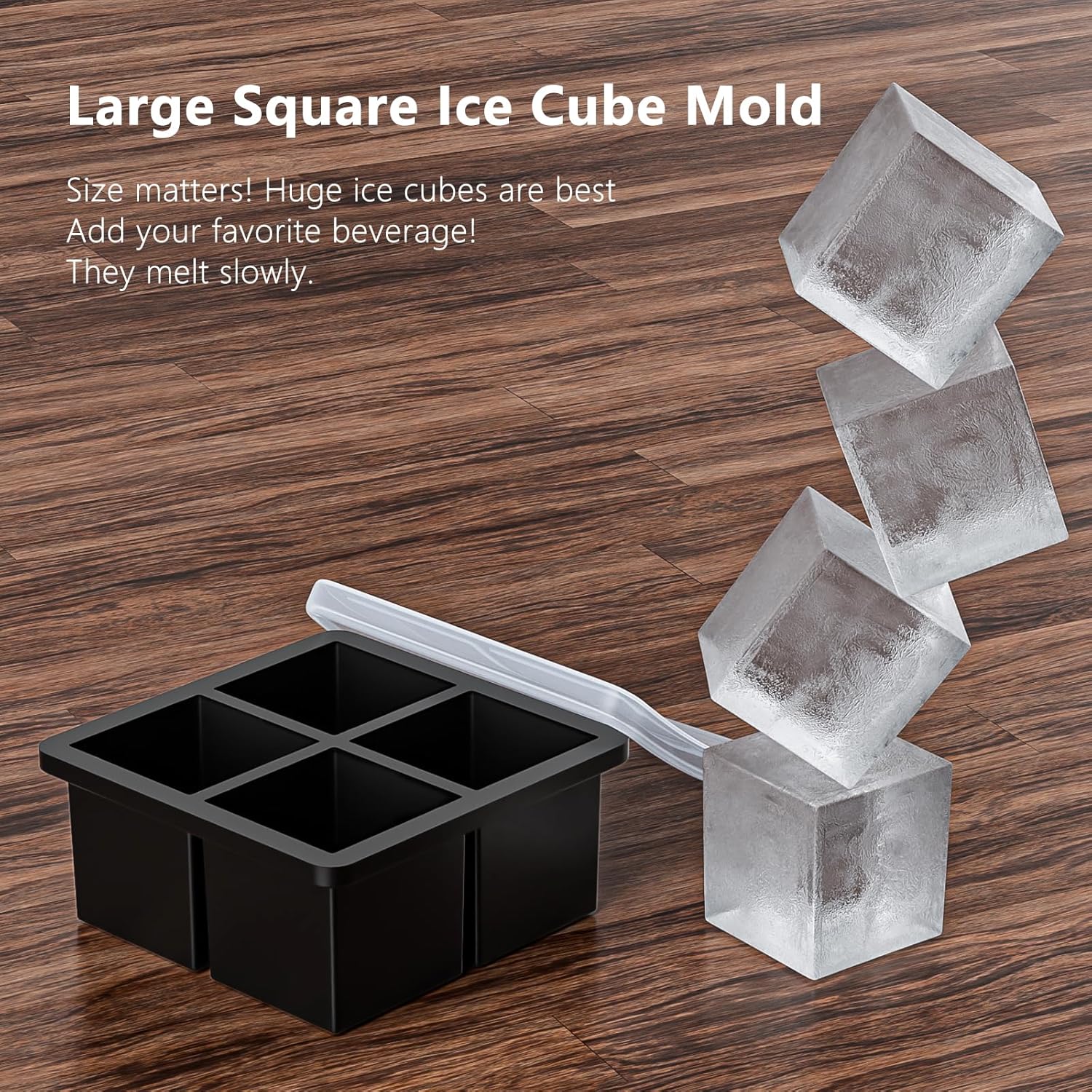 Bangp Large Ice Cube Tray for Whiskey,Silicone Ice Cube Trays 2 Pack,Large Ice Cube Molds with Leak Proof Removable Lid,Square Ice Cube Tray for Whiskey and Cocktail - Image 6