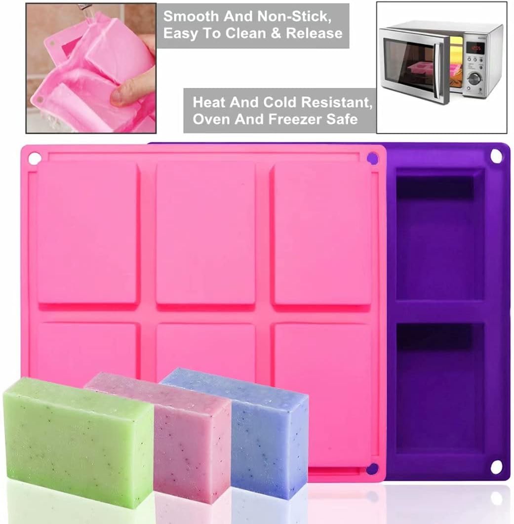 Bangp 4 Pack Silicone Soap Molds,Rectangle Soap Mold,6 Cavities Silicone Molds for Craft Soap Making,Chocolate, Cake Molds,with 100pcs 3.5x5 inches Bags - Image 3