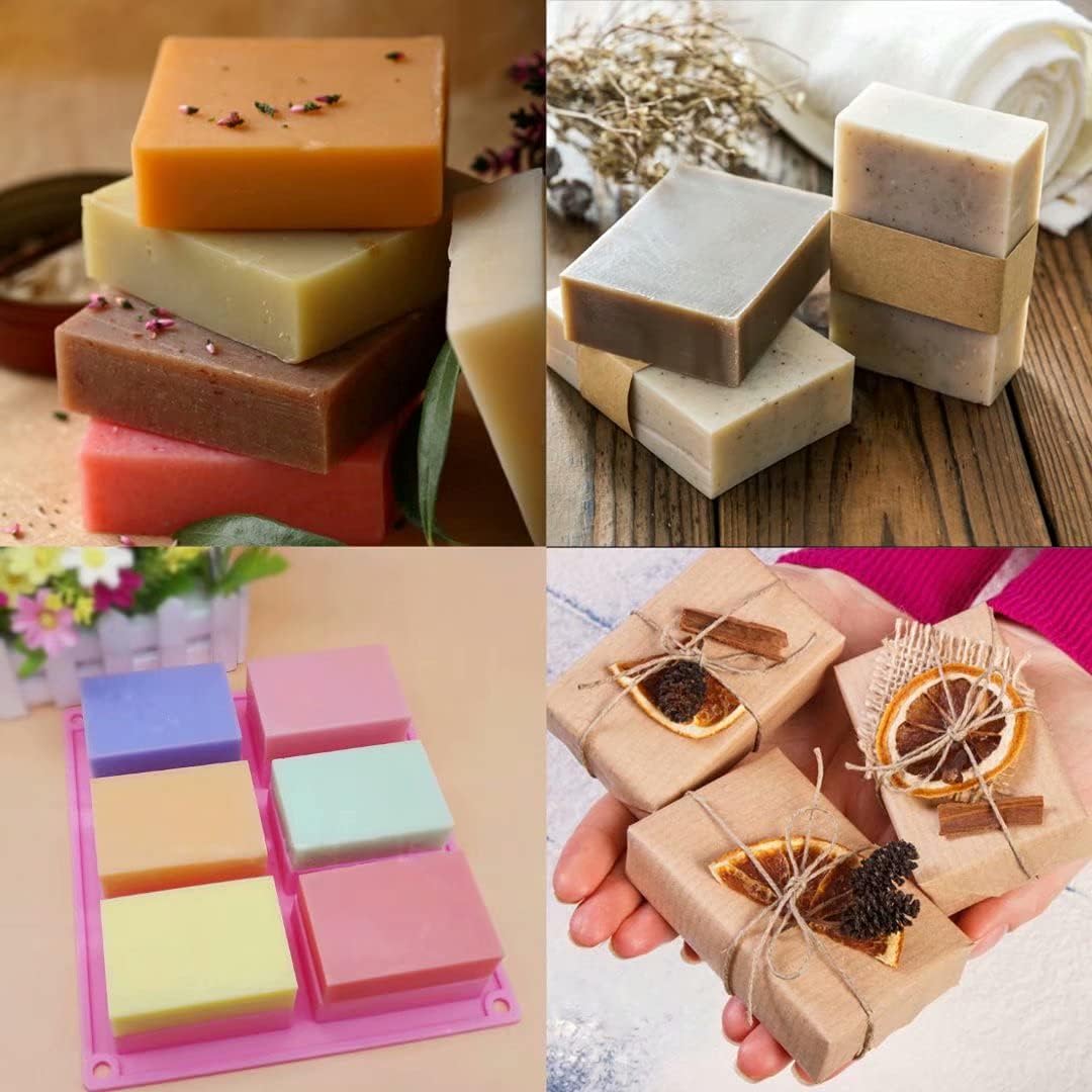 Bangp 4 Pack Silicone Soap Molds,Rectangle Soap Mold,6 Cavities Silicone Molds for Craft Soap Making,Chocolate, Cake Molds,with 100pcs 3.5x5 inches Bags - Image 6