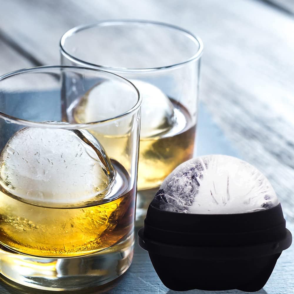 Ice Ball Molds Set of 4,Whiskey Ice Ball Maker Mold,Silicone Sphere Ice Molds with Built-in Funnel,Large Round Ice Cube Molds Make 2.5 Inch Sphere Ice for Whiskey & Cocktails - Image 2
