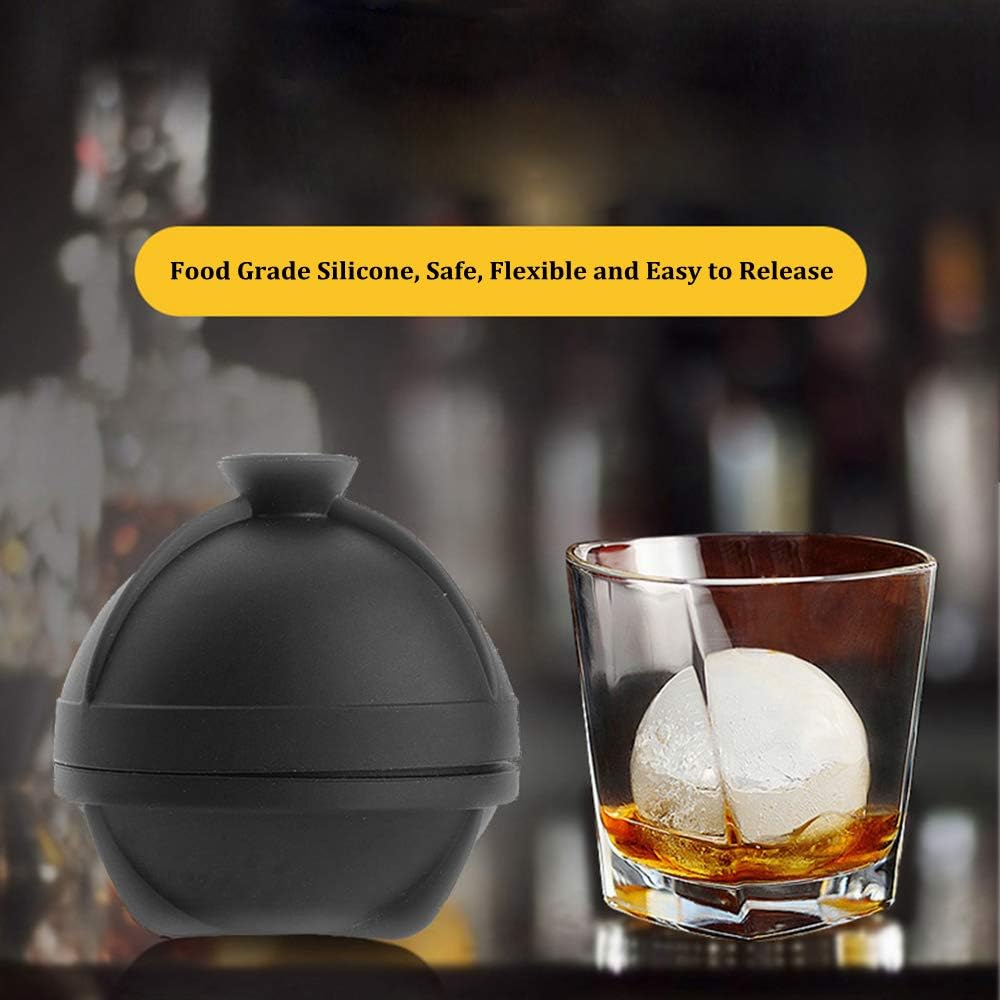 Ice Ball Molds Set of 4,Whiskey Ice Ball Maker Mold,Silicone Sphere Ice Molds with Built-in Funnel,Large Round Ice Cube Molds Make 2.5 Inch Sphere Ice for Whiskey & Cocktails - Image 6