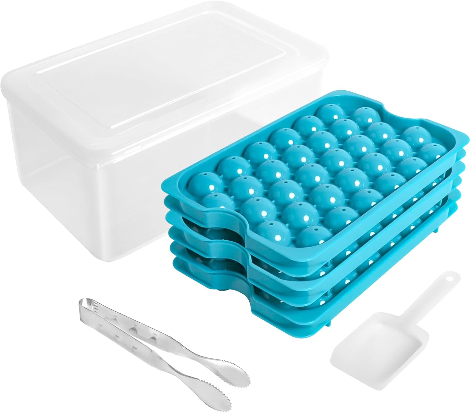 Bangp Ice Cube Tray with Lid and Bin,3 Pack Round Ice Trays for Freezer with Lid,96PCS 0.8