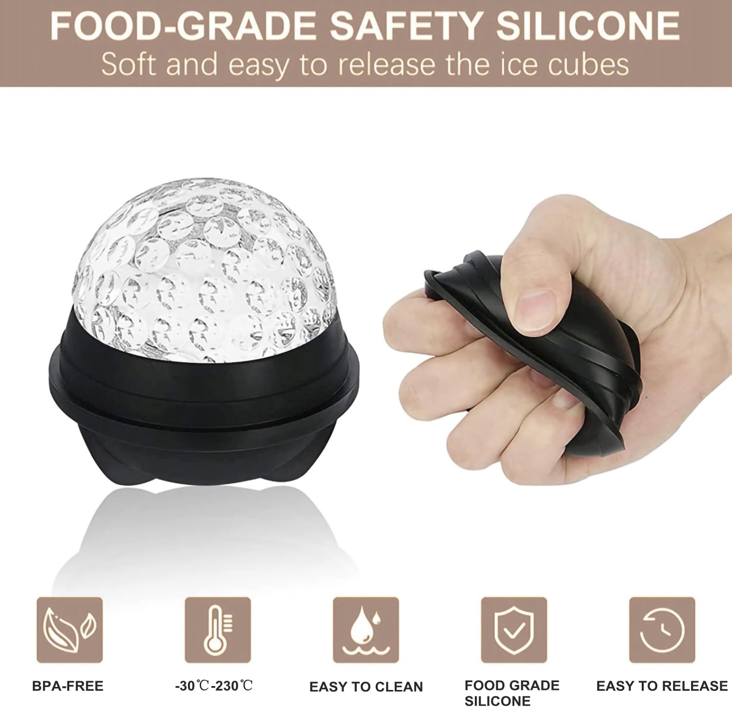 Bangp Golf Ball Ice Molds Set of 4,Whiskey Round Ice Cube Molds, Novelty Sphere Ice Molds Create 2.5 Inch Golf Ice Balls - Each Stone Keeps Your Drinks Cool and Unique,for Men and Women - Image 4