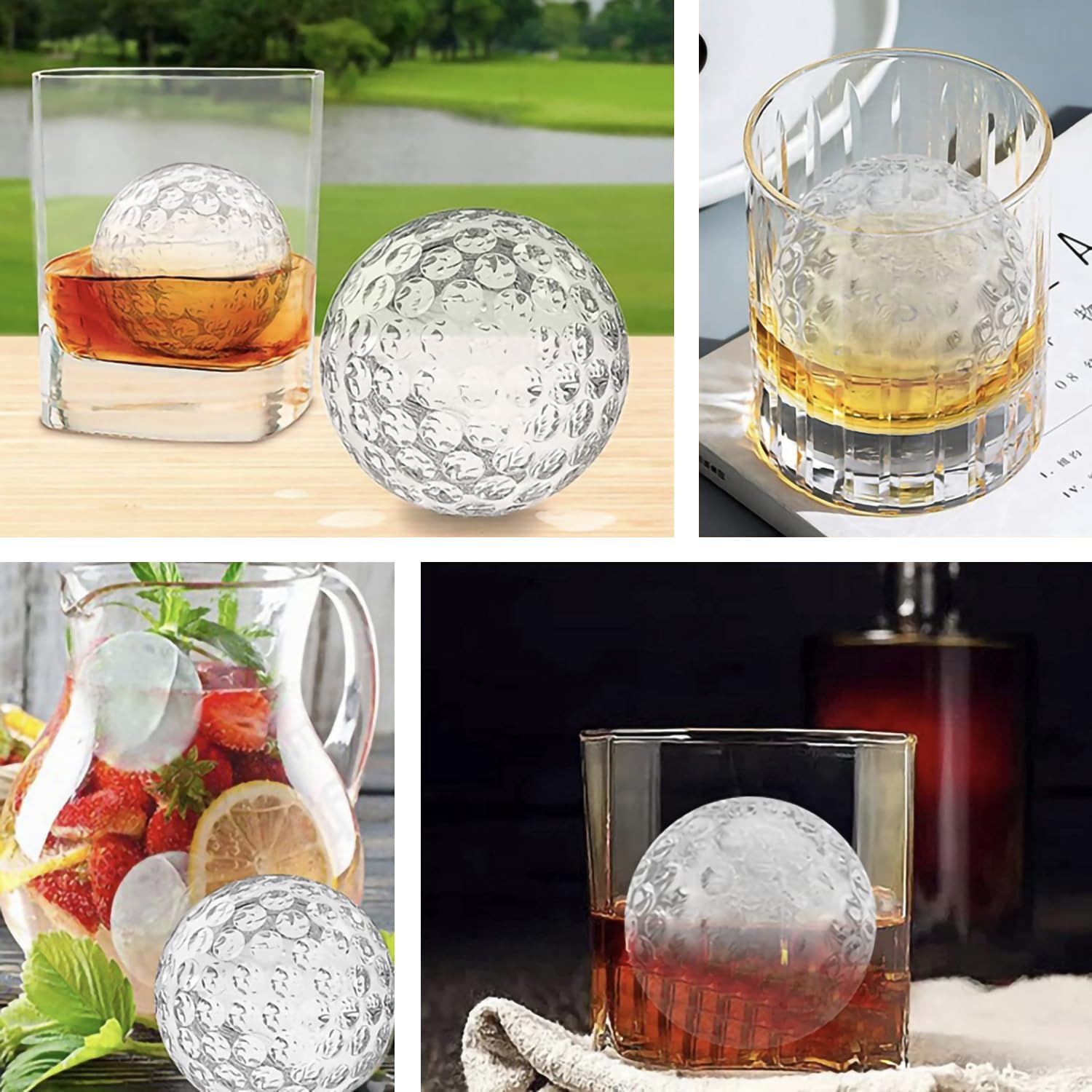 Bangp Golf Ball Ice Molds Set of 4,Whiskey Round Ice Cube Molds, Novelty Sphere Ice Molds Create 2.5 Inch Golf Ice Balls - Each Stone Keeps Your Drinks Cool and Unique,for Men and Women - Image 5
