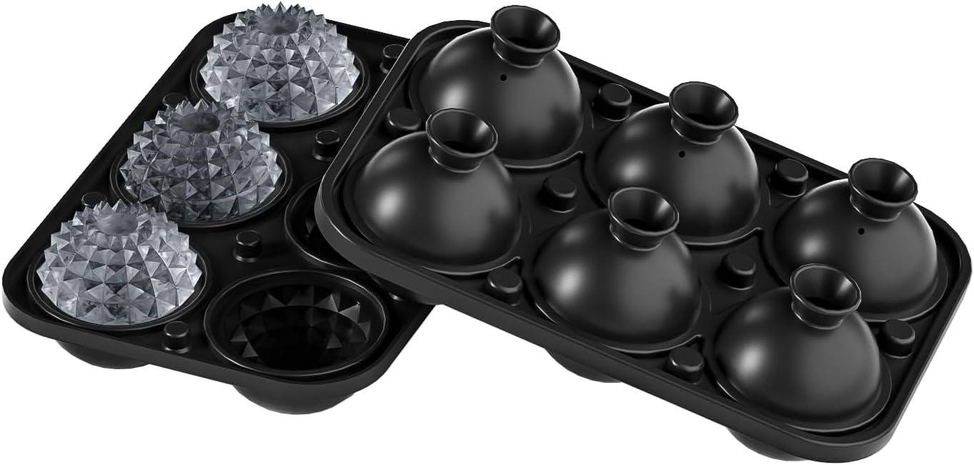 Bangp Large Ice Cube Tray for Whiskey,Perfect Etched Ice Cubes, Big Ice Cube Mold for Cocktails,Whiskey (Etched Sphere) - Image 1