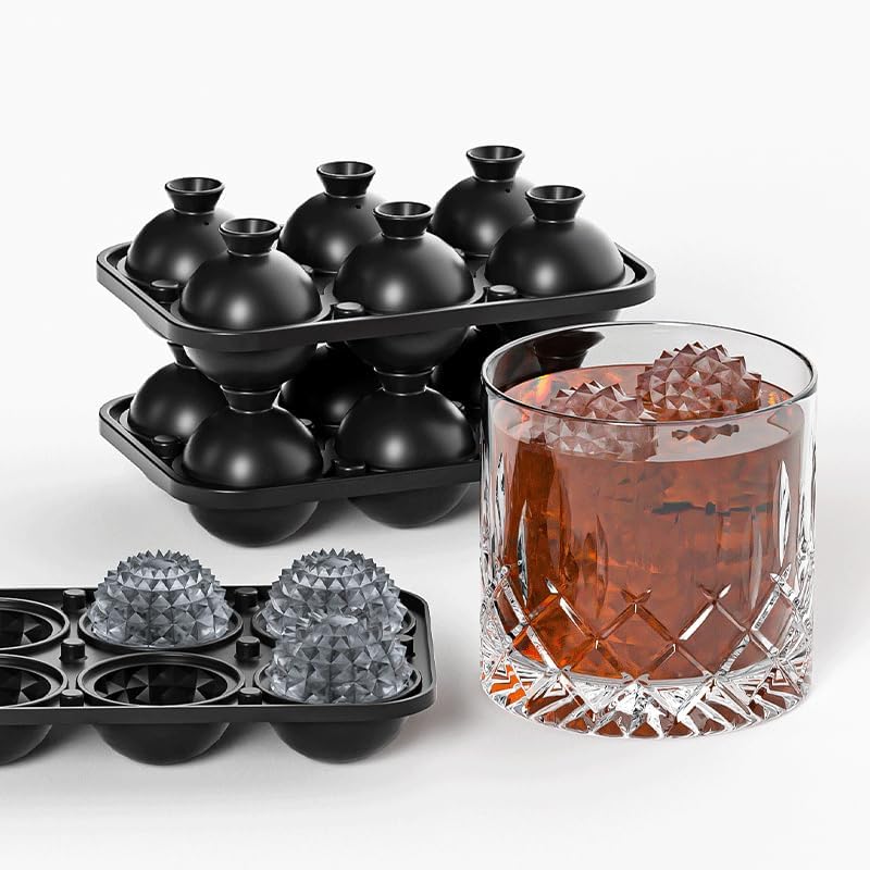 Bangp Large Ice Cube Tray for Whiskey,Perfect Etched Ice Cubes, Big Ice Cube Mold for Cocktails,Whiskey (Etched Sphere) - Image 2