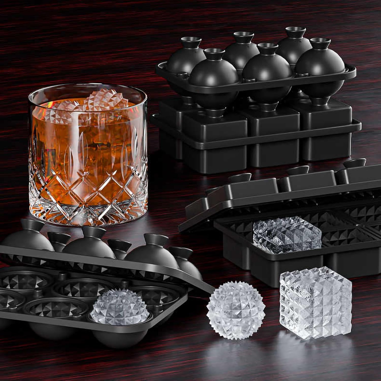 Bangp Large Ice Cube Tray for Whiskey,Perfect Etched Ice Cubes, Big Ice Cube Mold for Cocktails,Whiskey (Etched Sphere) - Image 5