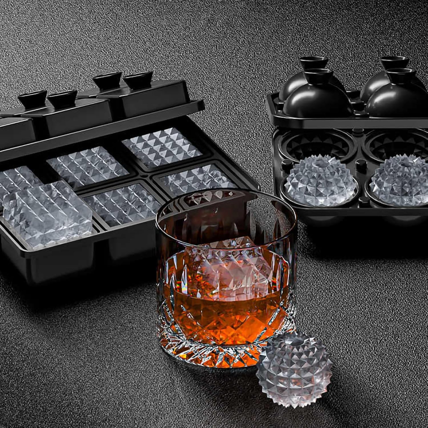 Bangp Large Ice Cube Tray for Whiskey,Perfect Etched Ice Cubes, Big Ice Cube Mold for Cocktails,Whiskey (Etched Sphere) - Image 6