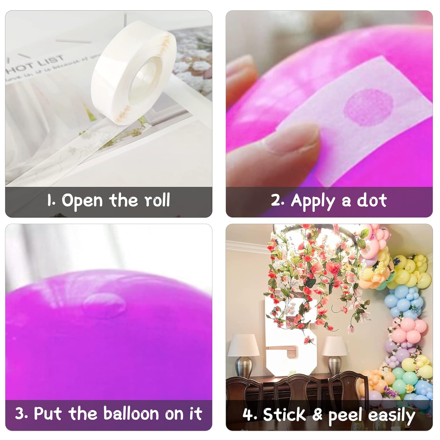 WISYOK 4000 Pcs Glue Points for Balloons, Removable Double-Sided Adhesive Points, Craft, Wedding Decoration Point Stickers - Image 3