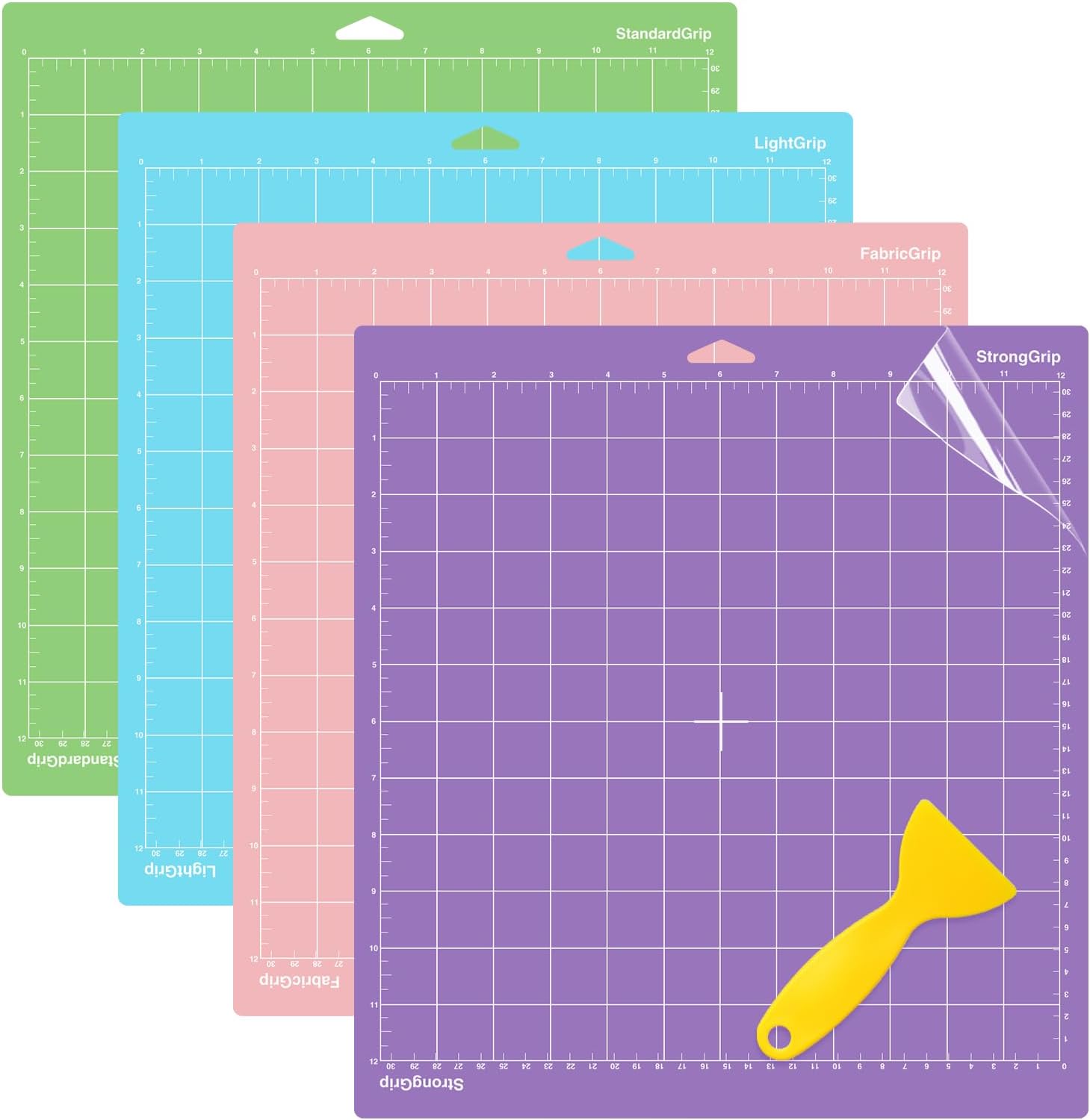 WISYOK 4-Pack 12x12 Inch Cutting Mats for Explore Air 2/Air/One/Maker, Reusable Adhesive Replacement Mats (Standard, Light, Strong, Fabric) for Crafts, Quilting, Sewing - Image 1