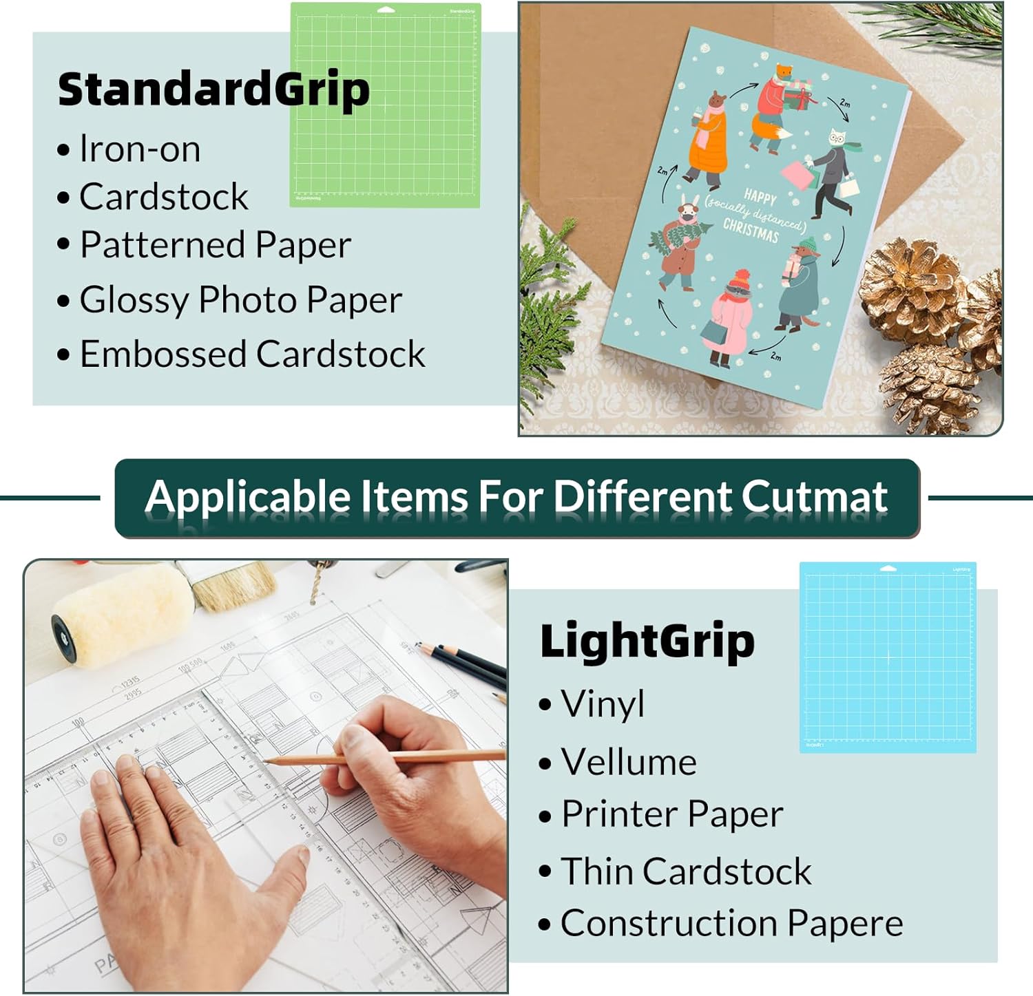 WISYOK 4-Pack 12x12 Inch Cutting Mats for Explore Air 2/Air/One/Maker, Reusable Adhesive Replacement Mats (Standard, Light, Strong, Fabric) for Crafts, Quilting, Sewing - Image 5