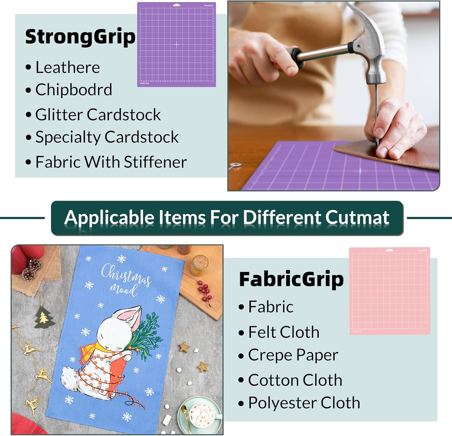 WISYOK 4-Pack 12x12 Inch Cutting Mats for Explore Air 2/Air/One/Maker, Reusable Adhesive Replacement Mats (Standard, Light, Strong, Fabric) for Crafts, Quilting, Sewing - Image 6
