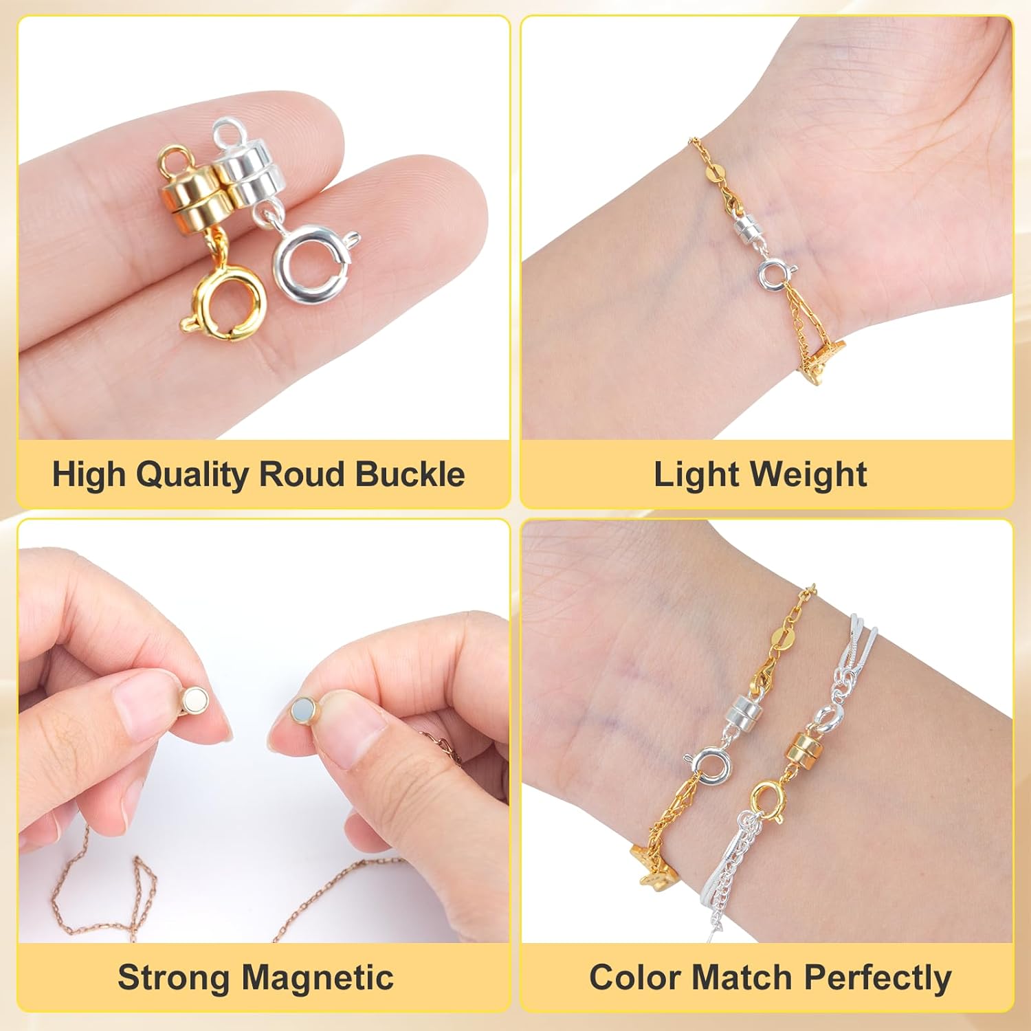 WISYOK 8 PCS Magnetic Necklace Clasps and Closures, Necklace Extender Chain Clasps Birthday Gift for Bracelet Necklaces Anklet Chain - Image 4