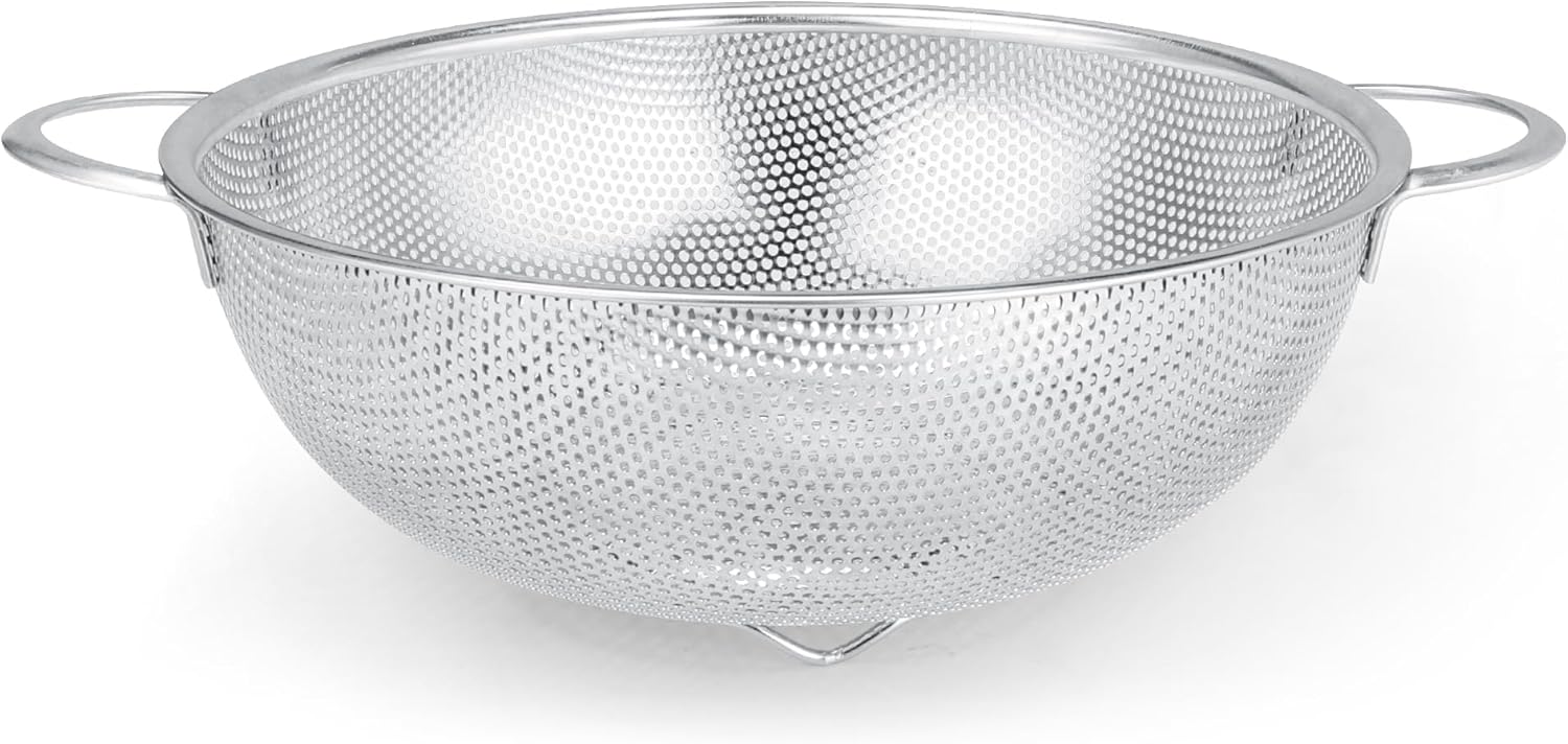 Colander Stainless Steel 3-Quart, Metal Strainer with Base, Strainer for Kitchen Food, Dishwasher Safe - Image 1