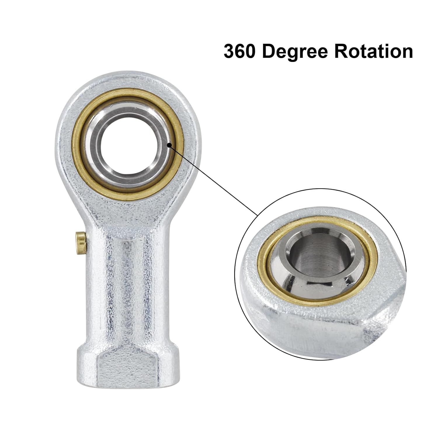 Biaungdo 2 Pcs 304 Stainless Steel PHSB6 Rod End Bearing, 3/8 x 3/8-24 Female Right Hand Heim Joint Rod End Bearing with Jam Nut - Image 3