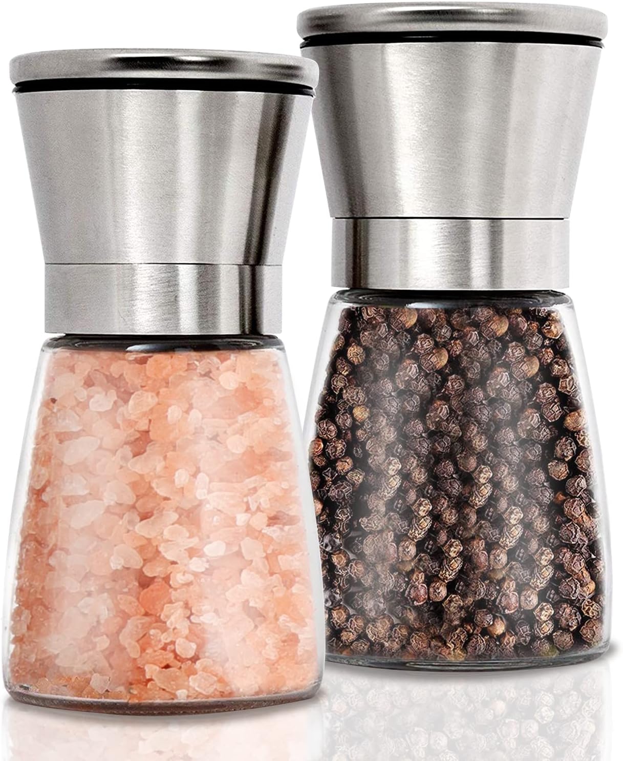Gulex® Salt and Pepper Grinder Set Pepper Mill, Sea Salt Shaker Refillable, Adjustable Coarseness, Stainless Steel with Ceramic Rotor (Set of 2) - Image 1