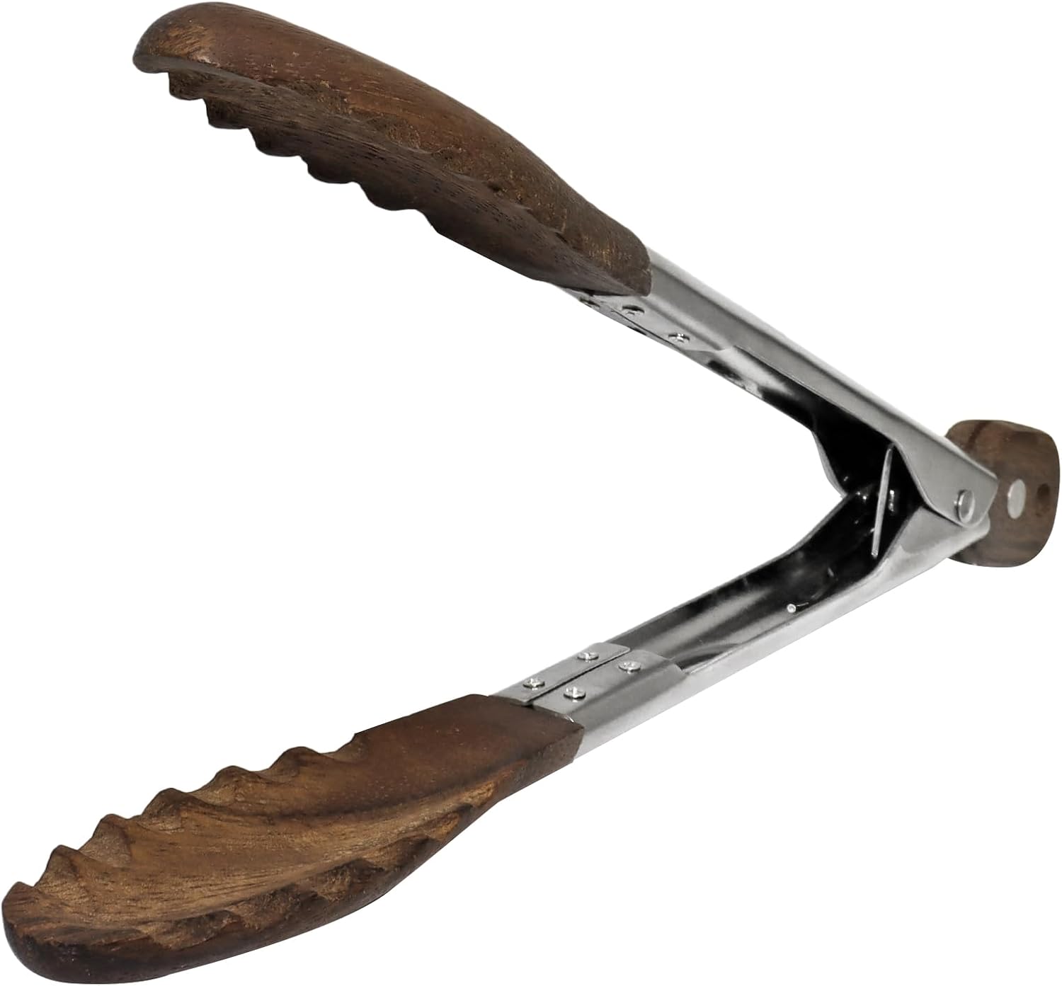 Biaungdo Wooden Tongs for Cooking, 9 Inch Walnut Wooden kitchen Tongs, Stainless Steel Salad Tong with Wood Tip for Serving Food, Grilling, Cooking Utensils Set (Pull Lock) - Image 7