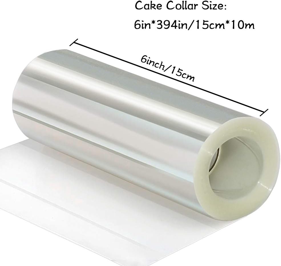 YQL Cake Collar 6 Inch,Acetate Cake Collar Roll DIY Acetate Sheet Baking Transparent Mousse Cake Sheets Surrounding Edge Clear Cake Strips for Baking Decorate Shaker Cards Making(6x394Inch) - Image 2