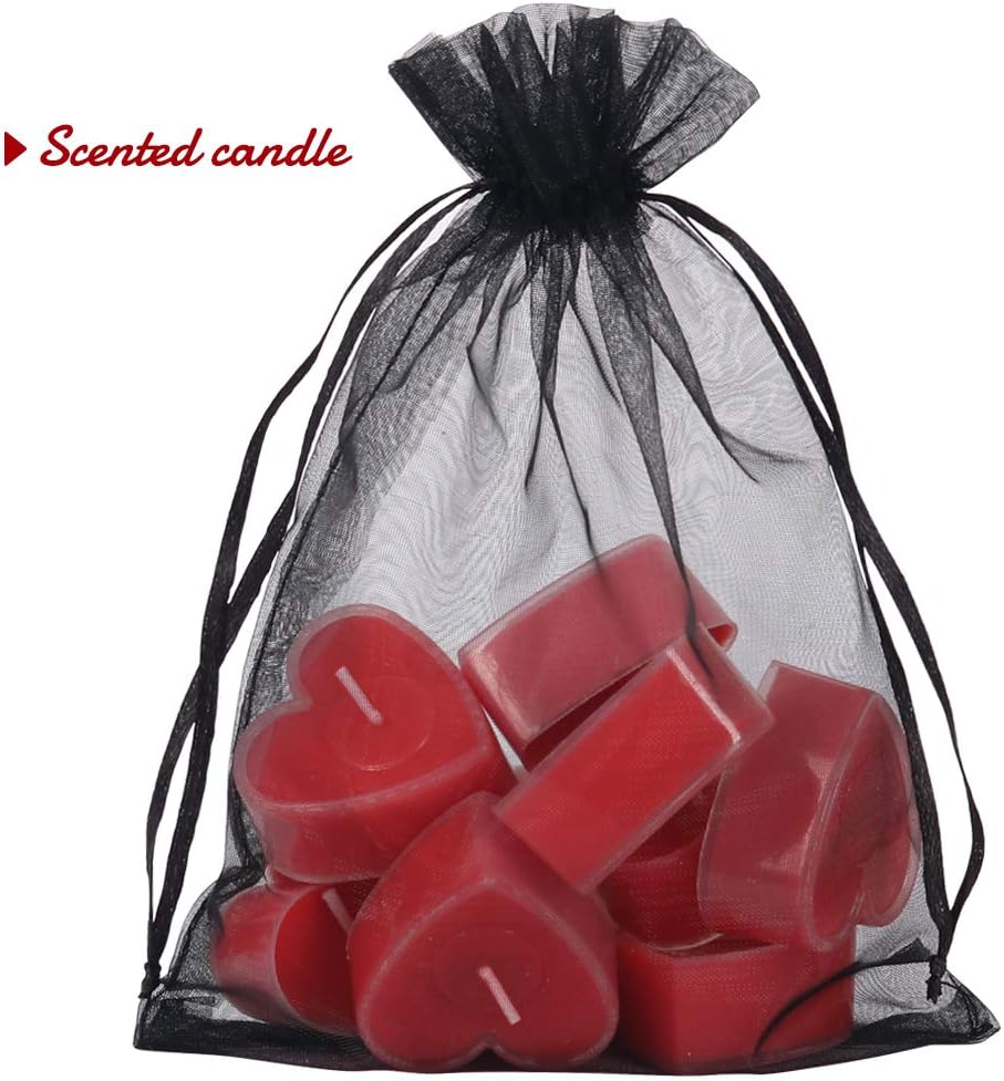 YQL Black Organza Bags,100PCS 5x7 Inch Gift Favor Bags Mesh Fruit Protection Bags Jewelry Pouches Sachet Bags Wedding Party - Image 5