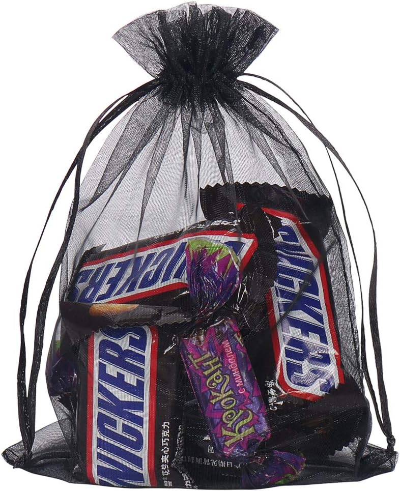 YQL Black Organza Bags,100PCS 5x7 Inch Gift Favor Bags Mesh Fruit Protection Bags Jewelry Pouches Sachet Bags Wedding Party - Image 6