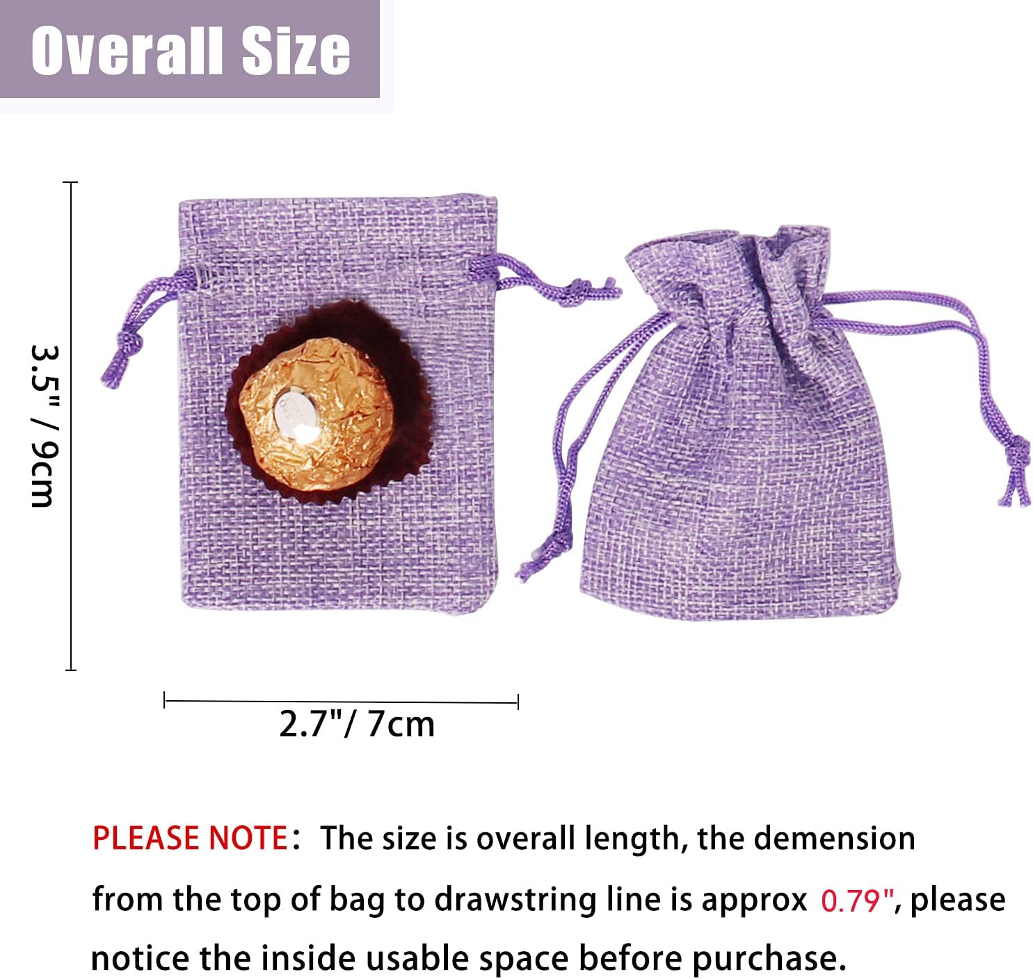 20Pcs Burlap Bags with Drawstring 2.7 x 3.5 Inch, Linen Small Party Favor Gift Bags Jewelry Pouches Sachet Sacks for Wedding, DIY Craft (Light Purple) - Image 3