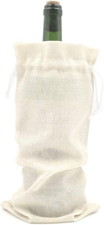 10Pcs Burlap Wine Gift Bags, Drawstring Linen Champagne Wine Bottle Bag Christmas Wedding Birthday Party Favor Wrap Pouches 13.7 x 5.9 Inches (Cream) - Image 3