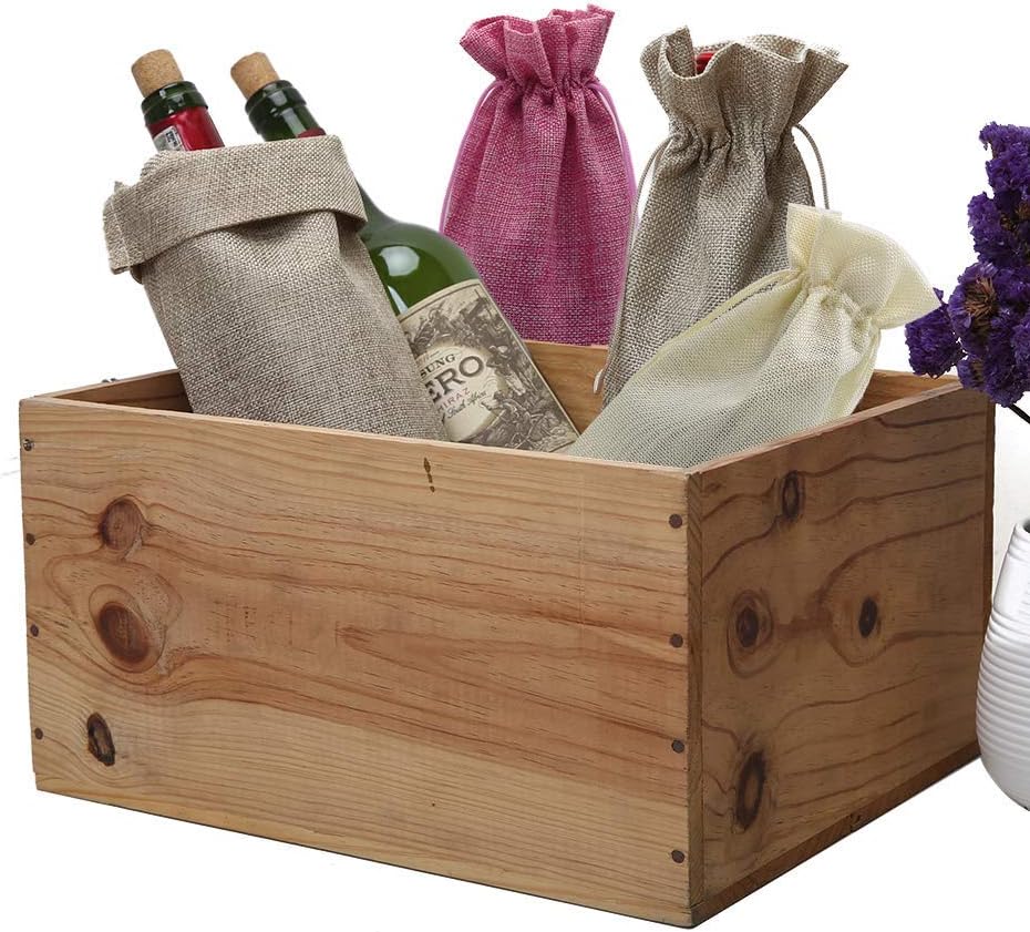 10Pcs Burlap Wine Gift Bags, Drawstring Linen Champagne Wine Bottle Bag Christmas Wedding Birthday Party Favor Wrap Pouches 13.7 x 5.9 Inches (Cream) - Image 7