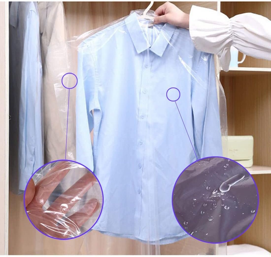 20Pcs Plastic Garment Bags for Hanging Clothes, 35 Inch Clear Dry Cleaner Bags Dustproof Suit Cover Clothes Storage Bag for Skirt Coat Shirt Jacket (60 x 90cm) - Image 4