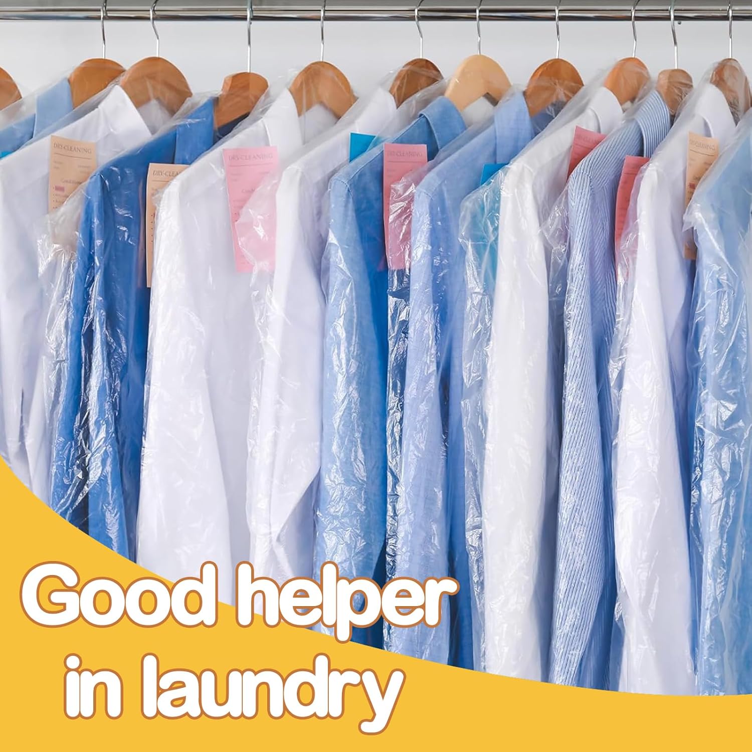 20Pcs Plastic Garment Bags for Hanging Clothes, 35 Inch Clear Dry Cleaner Bags Dustproof Suit Cover Clothes Storage Bag for Skirt Coat Shirt Jacket (60 x 90cm) - Image 6