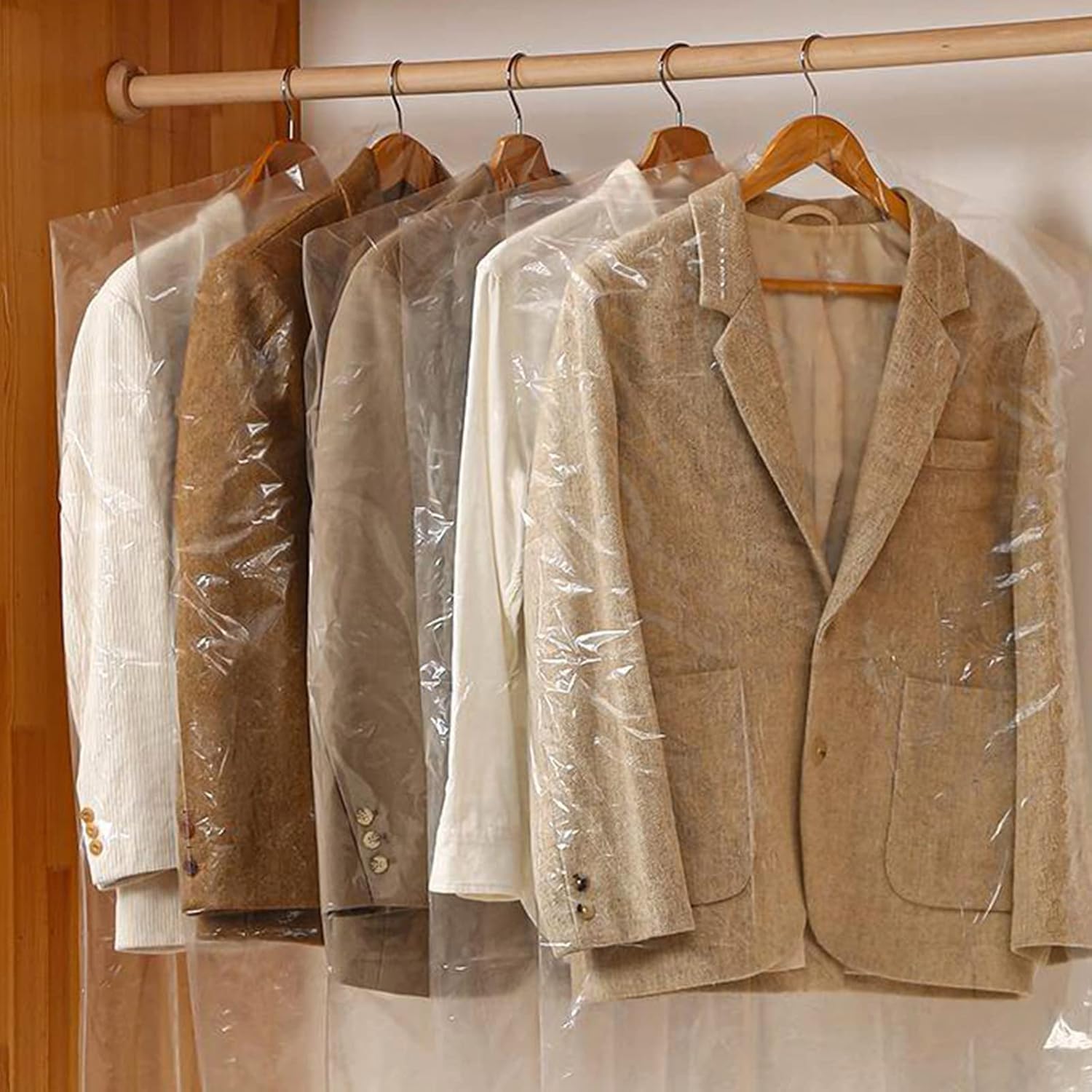 20Pcs Plastic Garment Bags for Hanging Clothes, 35 Inch Clear Dry Cleaner Bags Dustproof Suit Cover Clothes Storage Bag for Skirt Coat Shirt Jacket (60 x 90cm) - Image 7