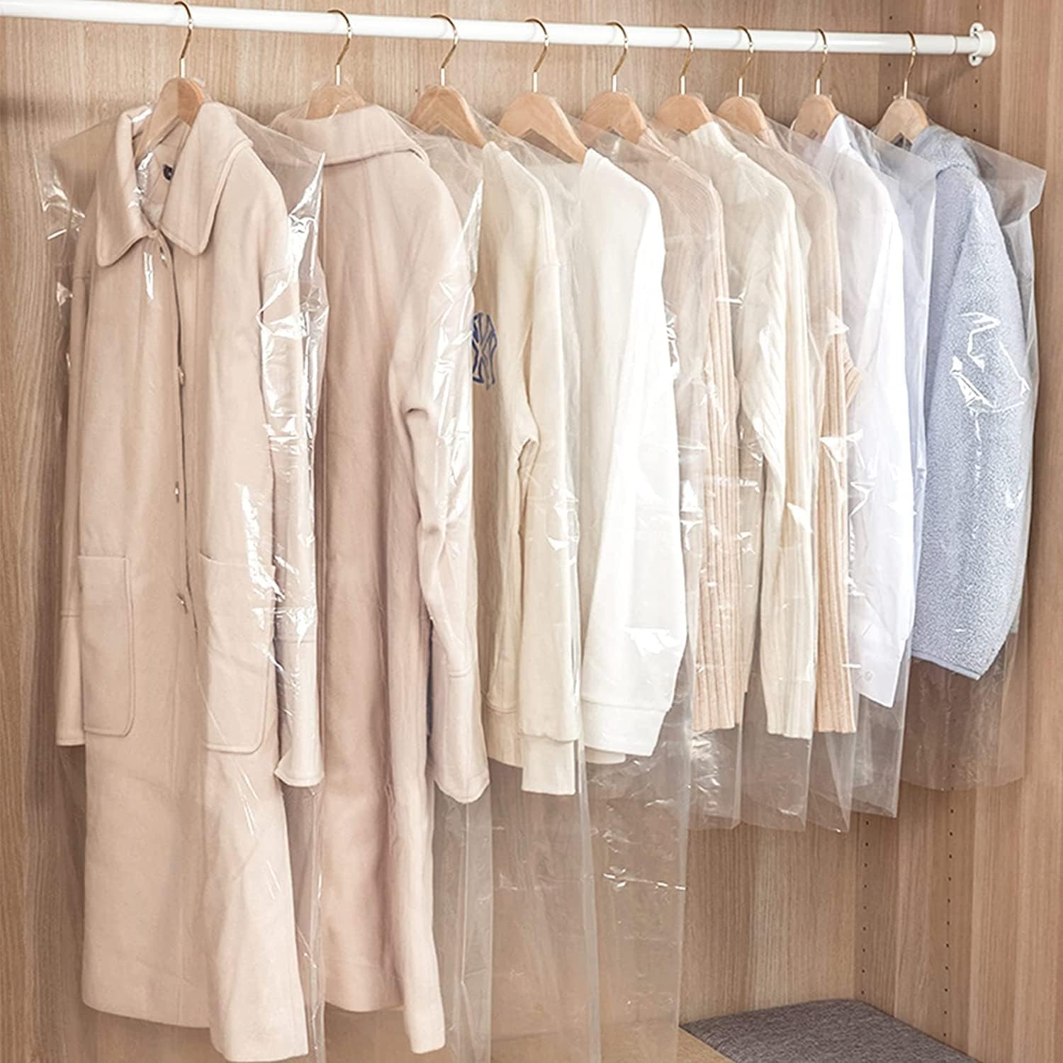 20Pcs Plastic Clear Garment Bags, 23.6x47.2 Inches Dry Cleaning Laundrette Suit Clothes Dustproof Storage Bags Hanging Garment Cover for Closet Storage, Dry Cleaner, Travel - Image 6