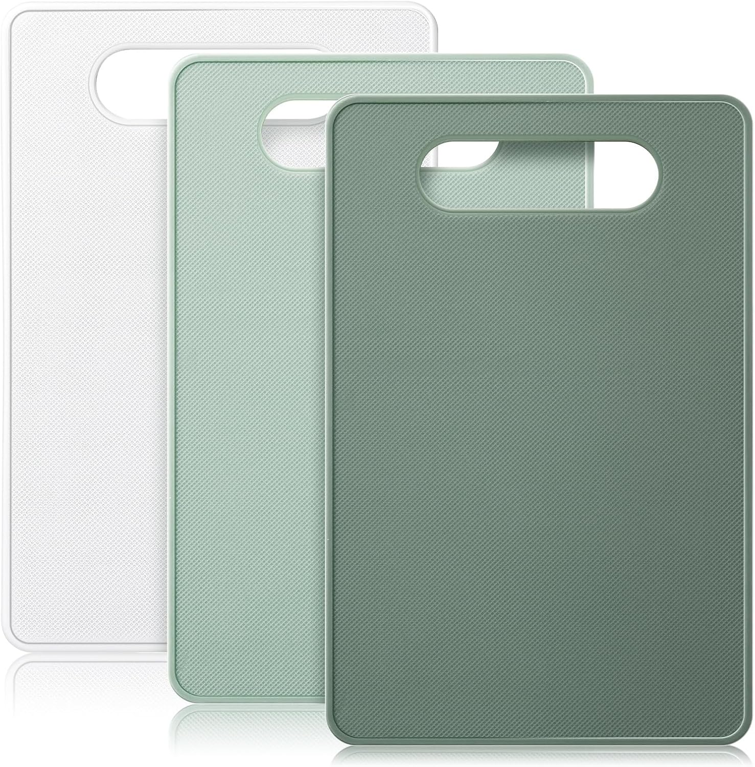 3 Pcs Small Cutting Boards for Small Kitchen, Thin Plastic Cutting Board Set with Easy Grip Handle, Space Saving Colorful Boards for Apartment, RV, Meat, Vegetables - Image 1