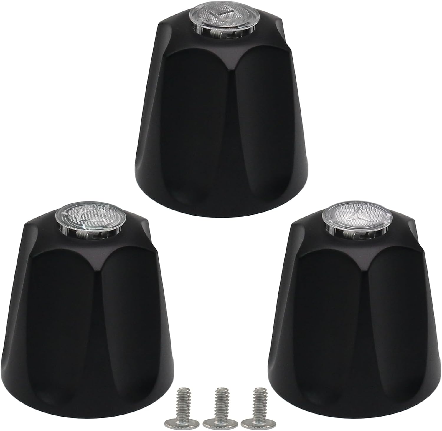 Biaungdo Black Shower Knob Replacement Set of 3, Bathtub Faucet Handles Include Hot and Cold/Diverter Shower Knob for Remodeling Trim - Image 1