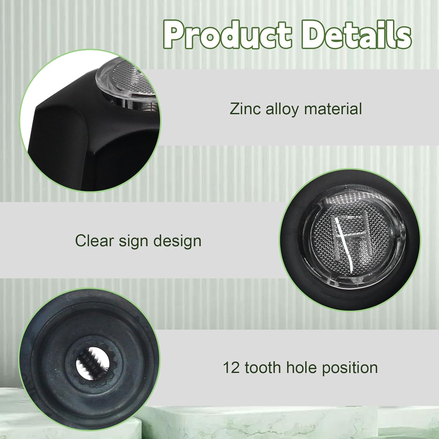 Biaungdo Black Shower Knob Replacement Set of 3, Bathtub Faucet Handles Include Hot and Cold/Diverter Shower Knob for Remodeling Trim - Image 2