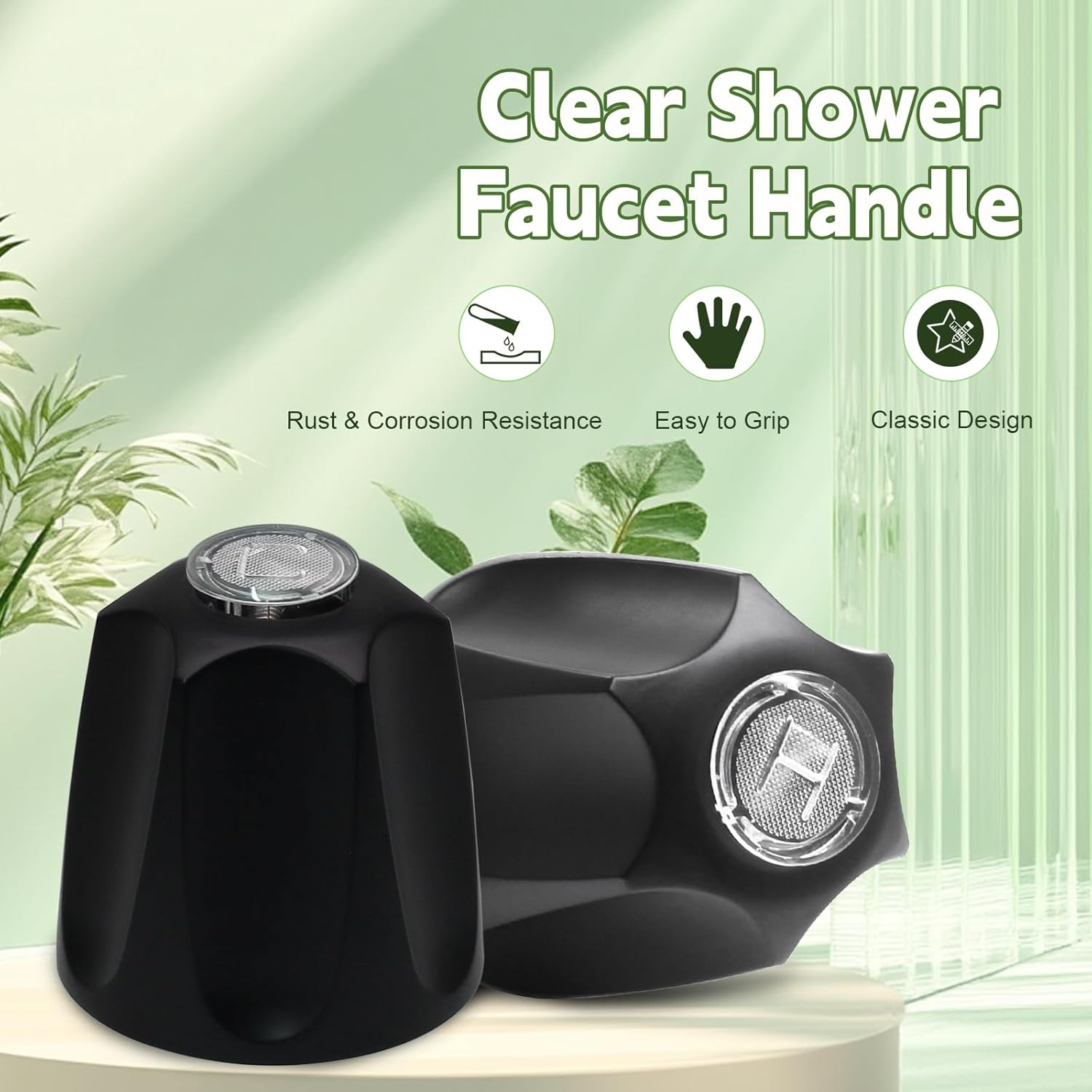 Biaungdo Black Shower Knob Replacement Set of 3, Bathtub Faucet Handles Include Hot and Cold/Diverter Shower Knob for Remodeling Trim - Image 3