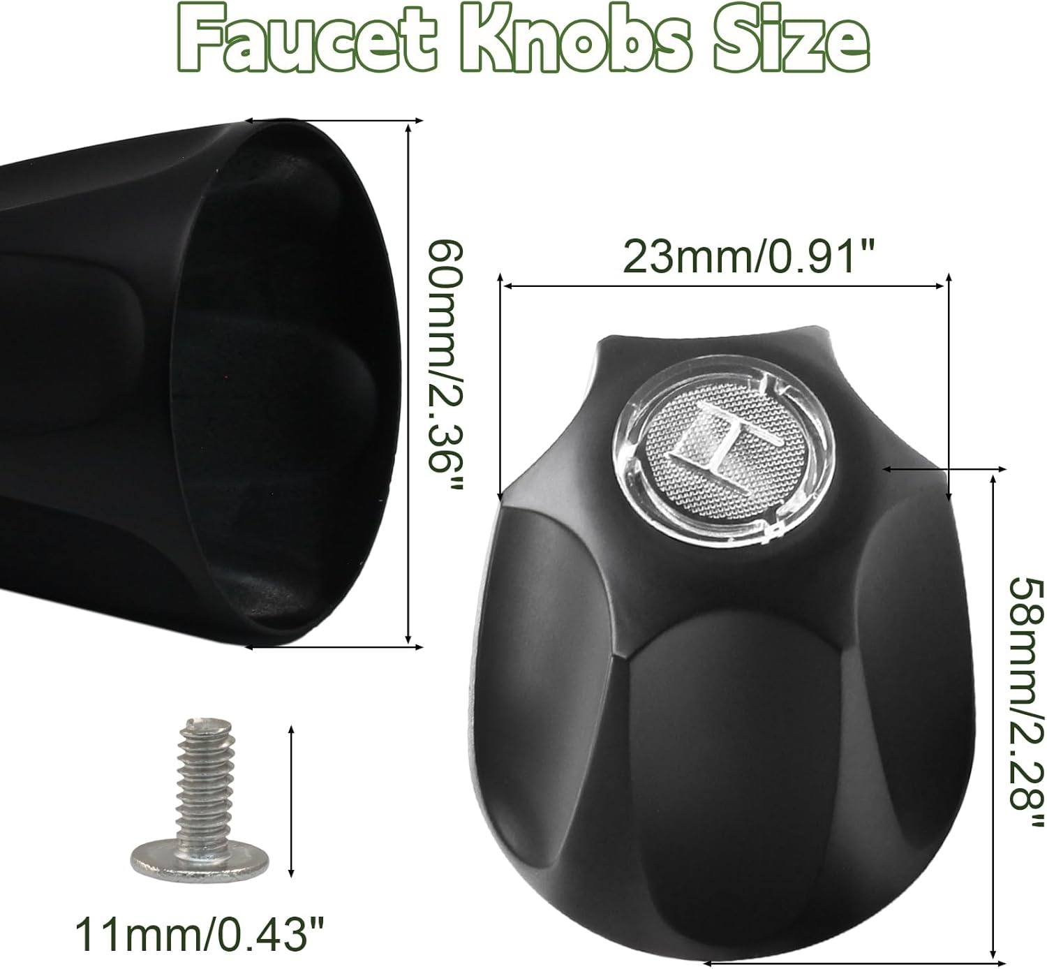 Biaungdo Black Shower Knob Replacement Set of 3, Bathtub Faucet Handles Include Hot and Cold/Diverter Shower Knob for Remodeling Trim - Image 4