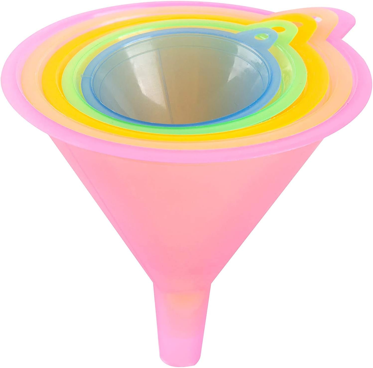 iSnuff Kitchen Funnel Set with 5 Sizes, Small to Large Plastic Cooking Funnel with Narrow Spout for Filling Bottles, Jars, Bowls, Spices, Powder Funnels, Essential Oils - Image 5