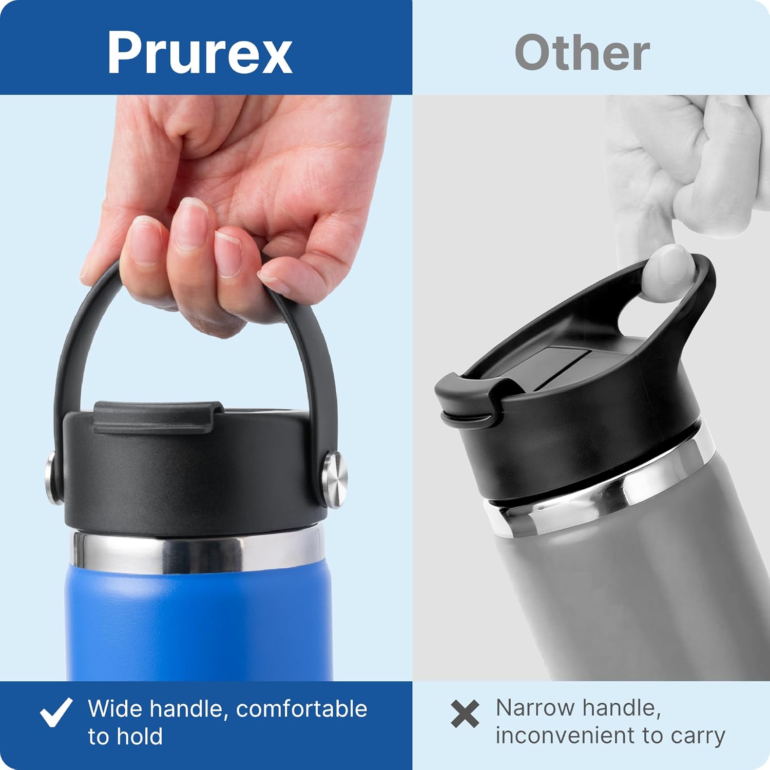 Flip Lids with Handle for Hydro Flask 12 16 20 32 40 64 oz Wide Mouth Bottles,Replacement Lids for 2.28