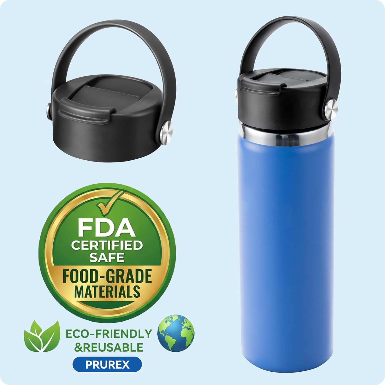 Flip Lids with Handle for Hydro Flask 12 16 20 32 40 64 oz Wide Mouth Bottles,Replacement Lids for 2.28
