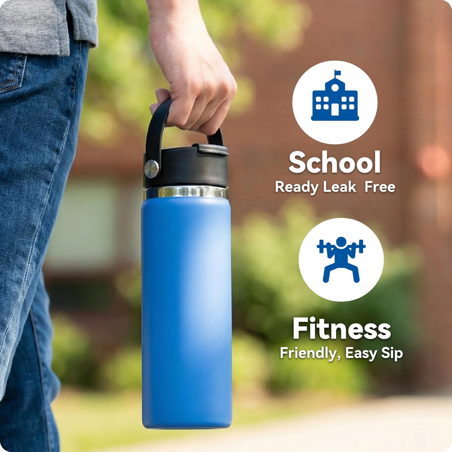 Flip Lids with Handle for Hydro Flask 12 16 20 32 40 64 oz Wide Mouth Bottles,Replacement Lids for 2.28