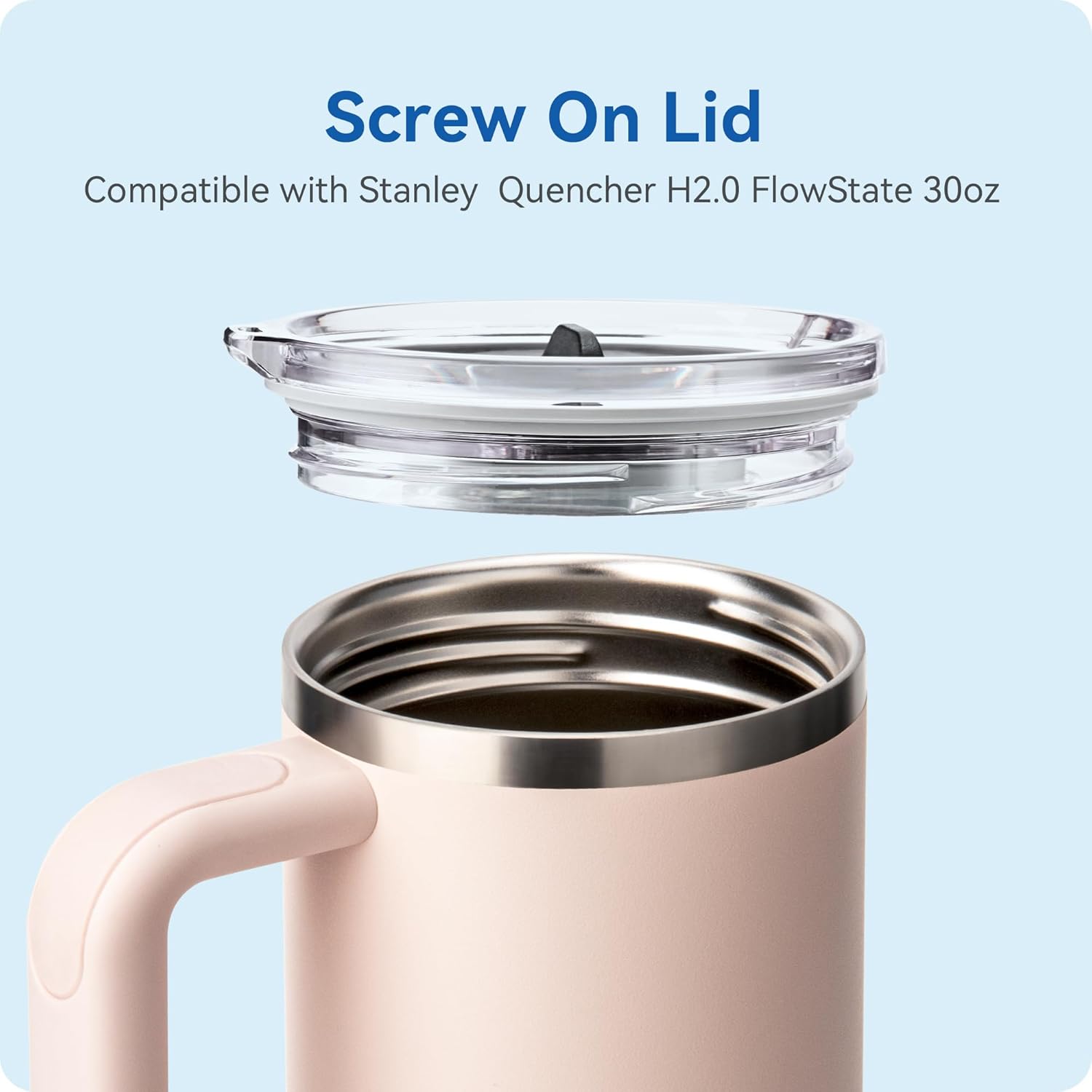 Replacement Lid for Stanley Quencher H2.0&1.0 30oz Tumblers，Leak-Proof Threaded Cover with Straw-Friendly Design, BPA-Free Transparent Lid Compatible with Stanley FlowState 30 oz (1 Pack) - Image 4