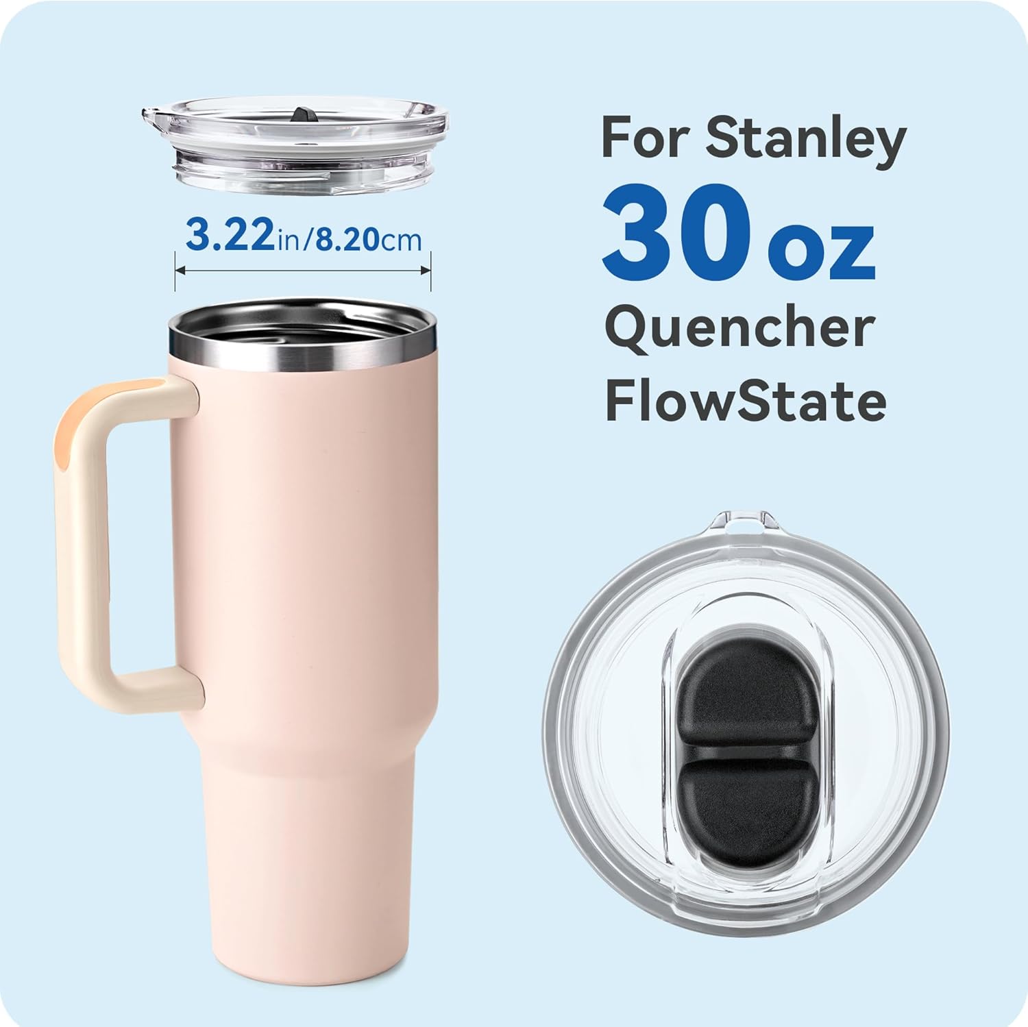 Replacement Lid for Stanley Quencher H2.0&1.0 30oz Tumblers，Leak-Proof Threaded Cover with Straw-Friendly Design, BPA-Free Transparent Lid Compatible with Stanley FlowState 30 oz (1 Pack) - Image 5