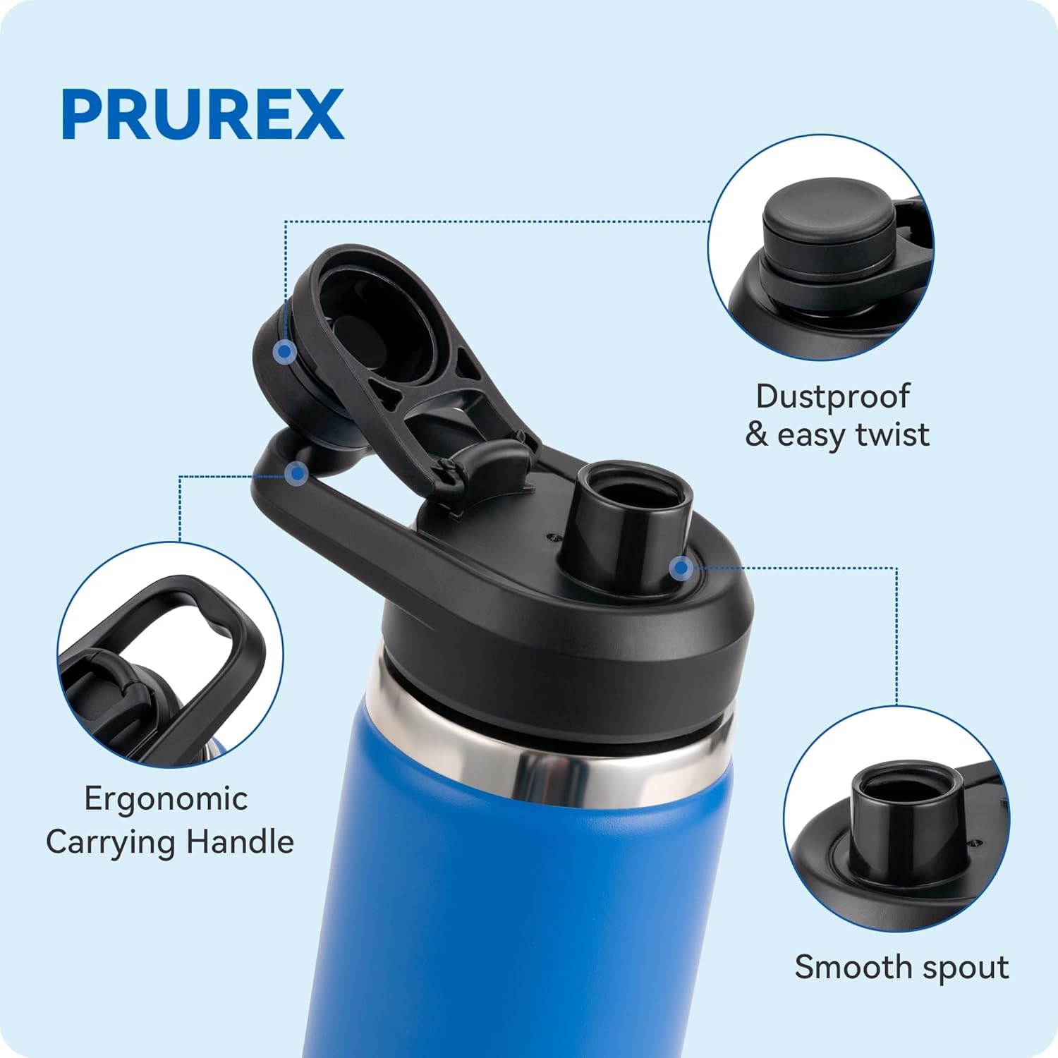 Wide Mouth Spout Lid for Hydro Flask 12-64 oz & More | Compatible Replacement Chug Lid for 2.28